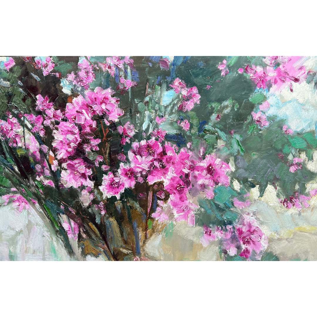 8193吴民本《杜鹃》原创手绘油画花卉作品52*80cm适合客厅卧室餐厅