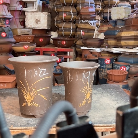 紫砂花盆高蓝花盆一个