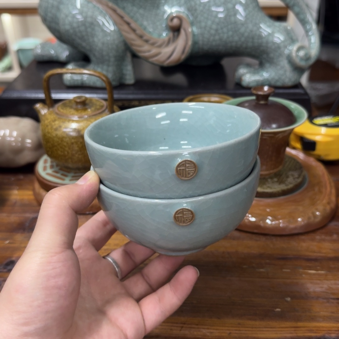 龙泉青瓷茶具微瑕5621