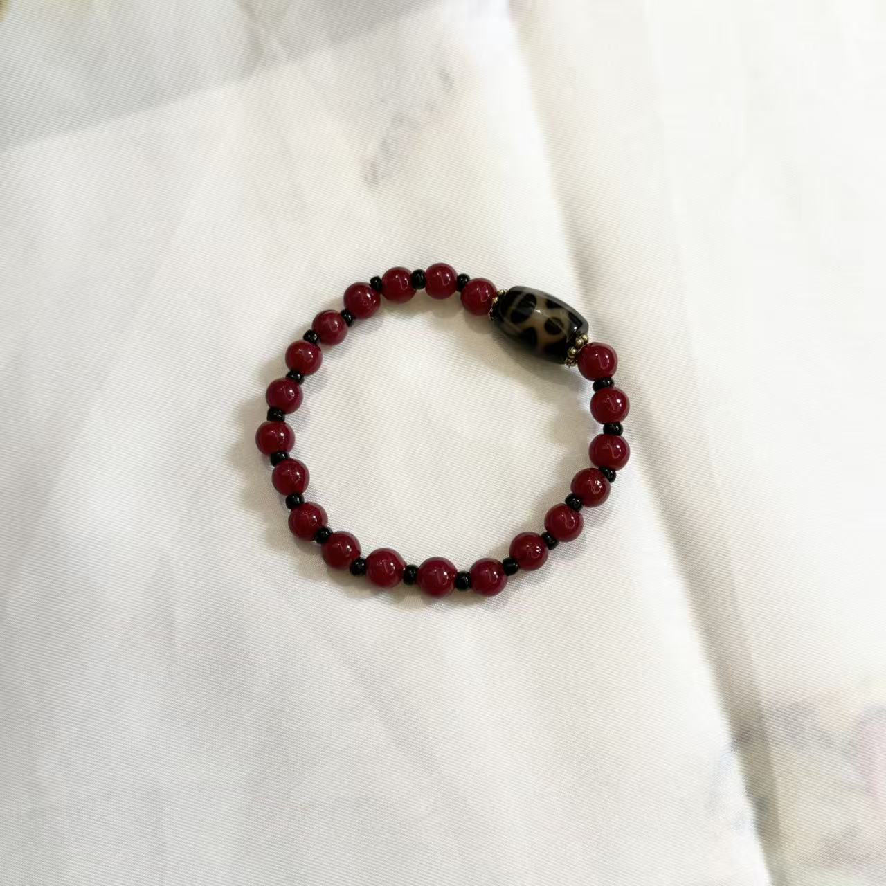 天然玛瑙台湾珠爆油单颗珠红色怀业手串LZ4781-6