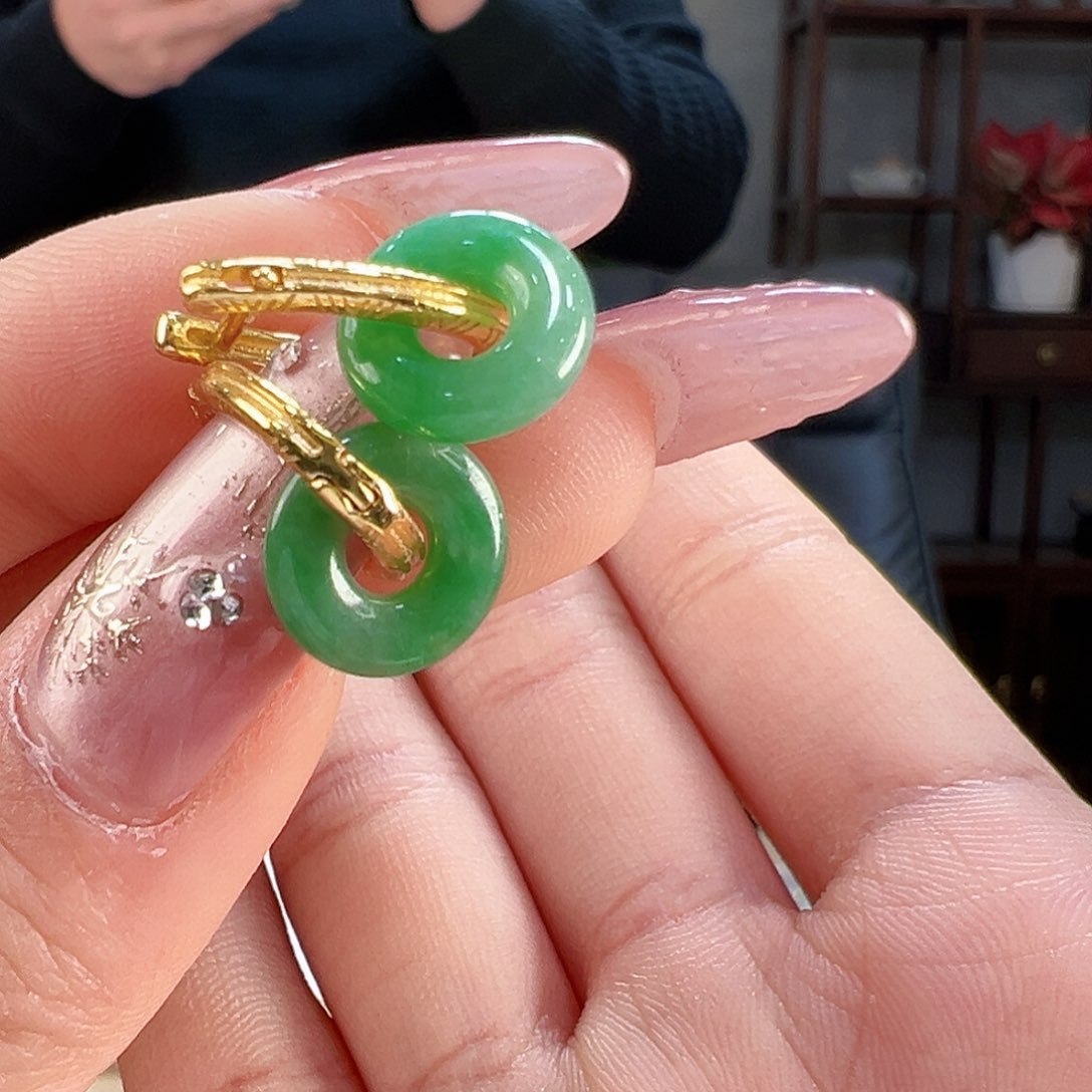 翡翠耳饰银S925镶嵌耳环14