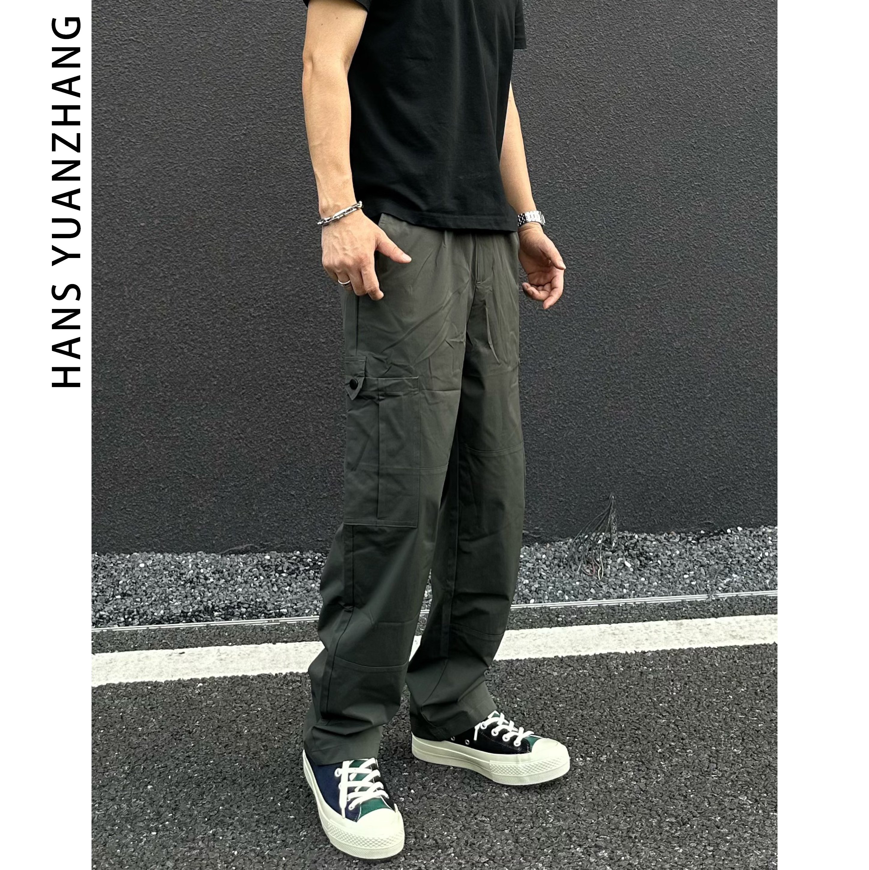 Hans院长 夏季薄款美式欧美工装裤多口袋长裤微弹力休闲裤风男