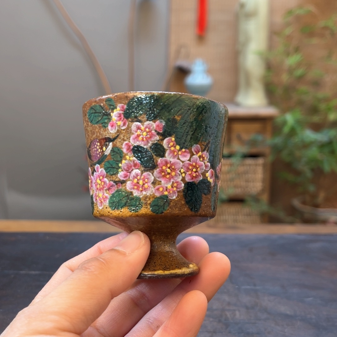 杯景德镇柴烧手绘陶瓷