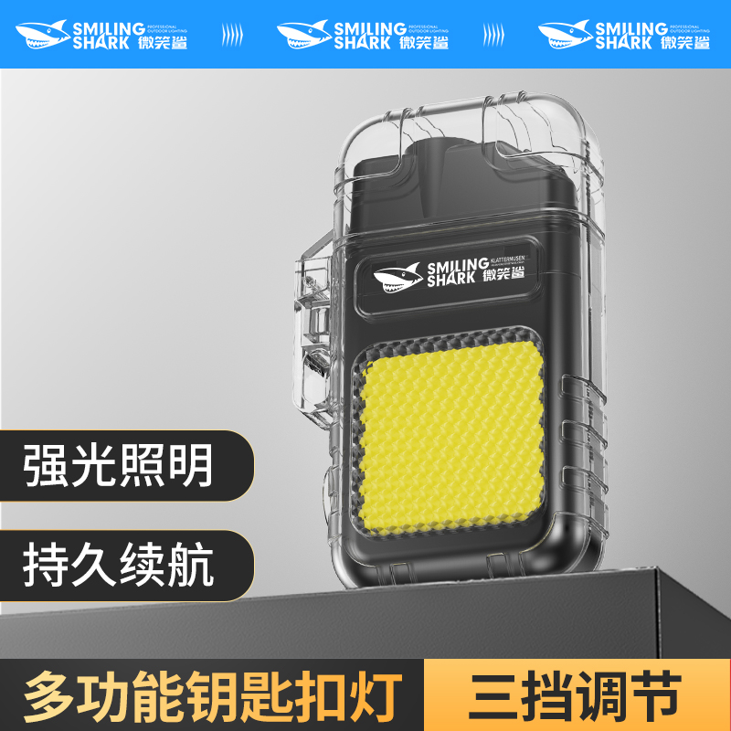 微笑鲨随身便携迷你多功能充电电热丝防风打火机手电筒强光超亮