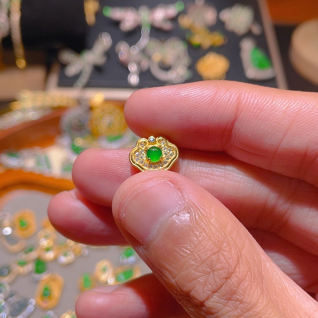 翡翠吊坠(不含链)银S925镶嵌