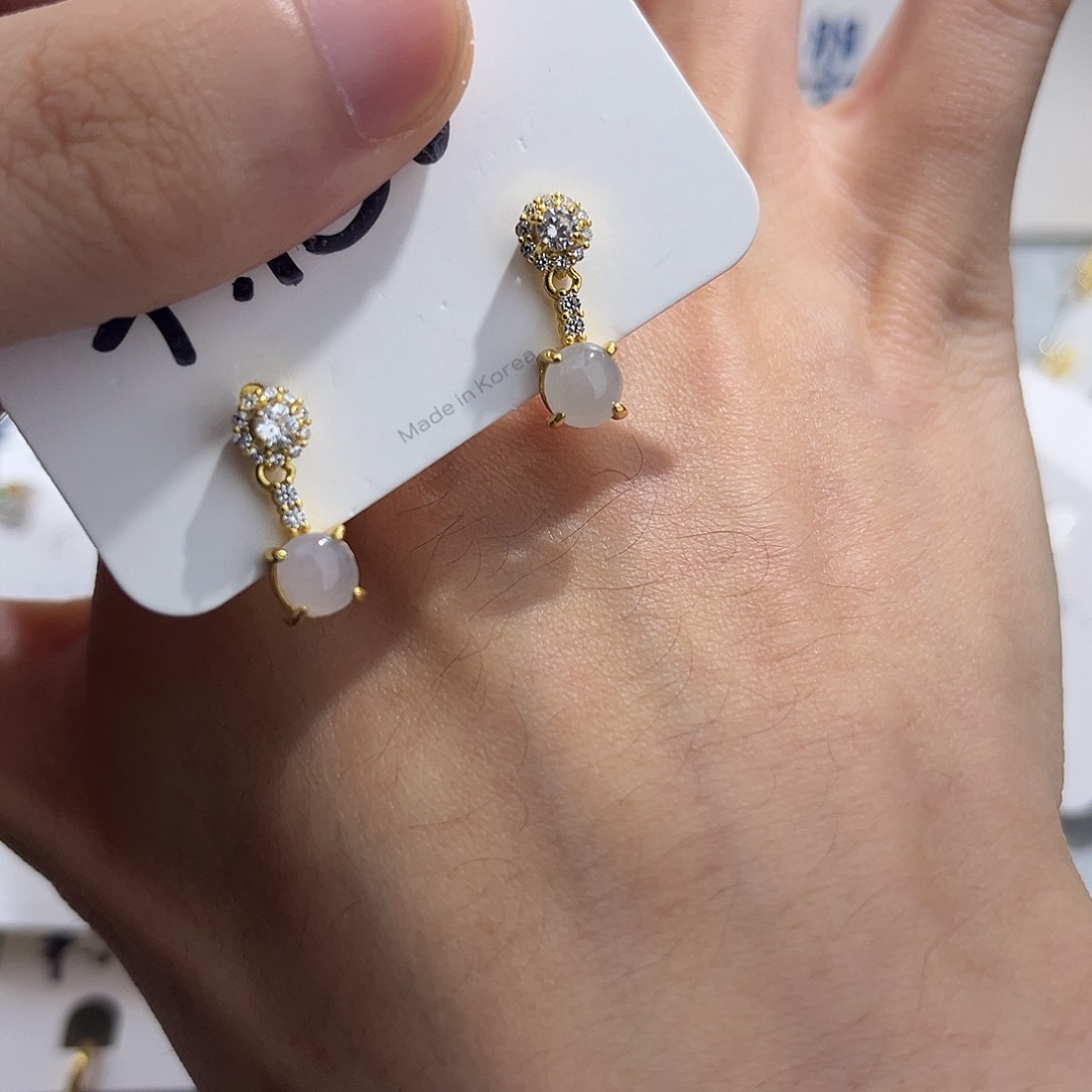 翡翠耳饰银S925镶嵌67889