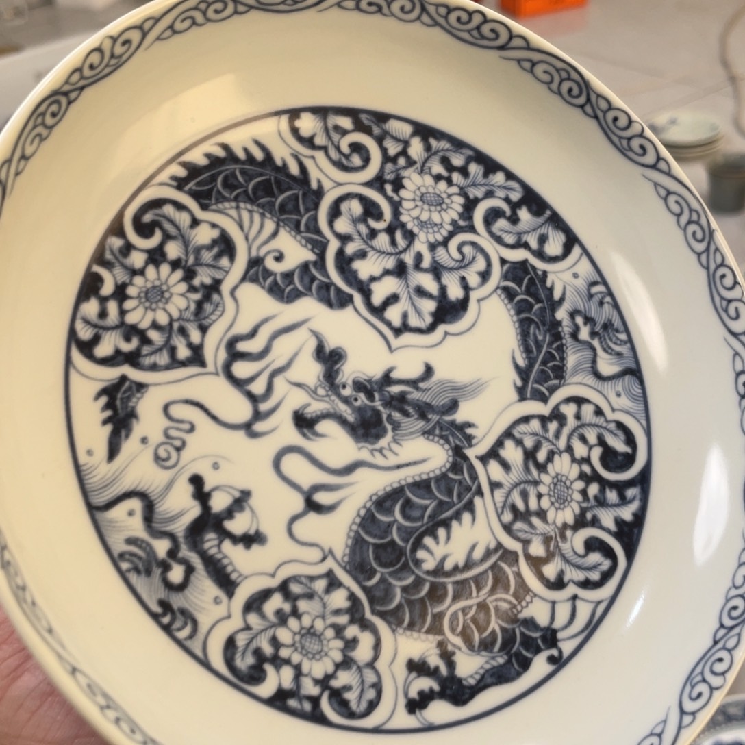 瓷片景德镇青花如意穿花龙大壶承