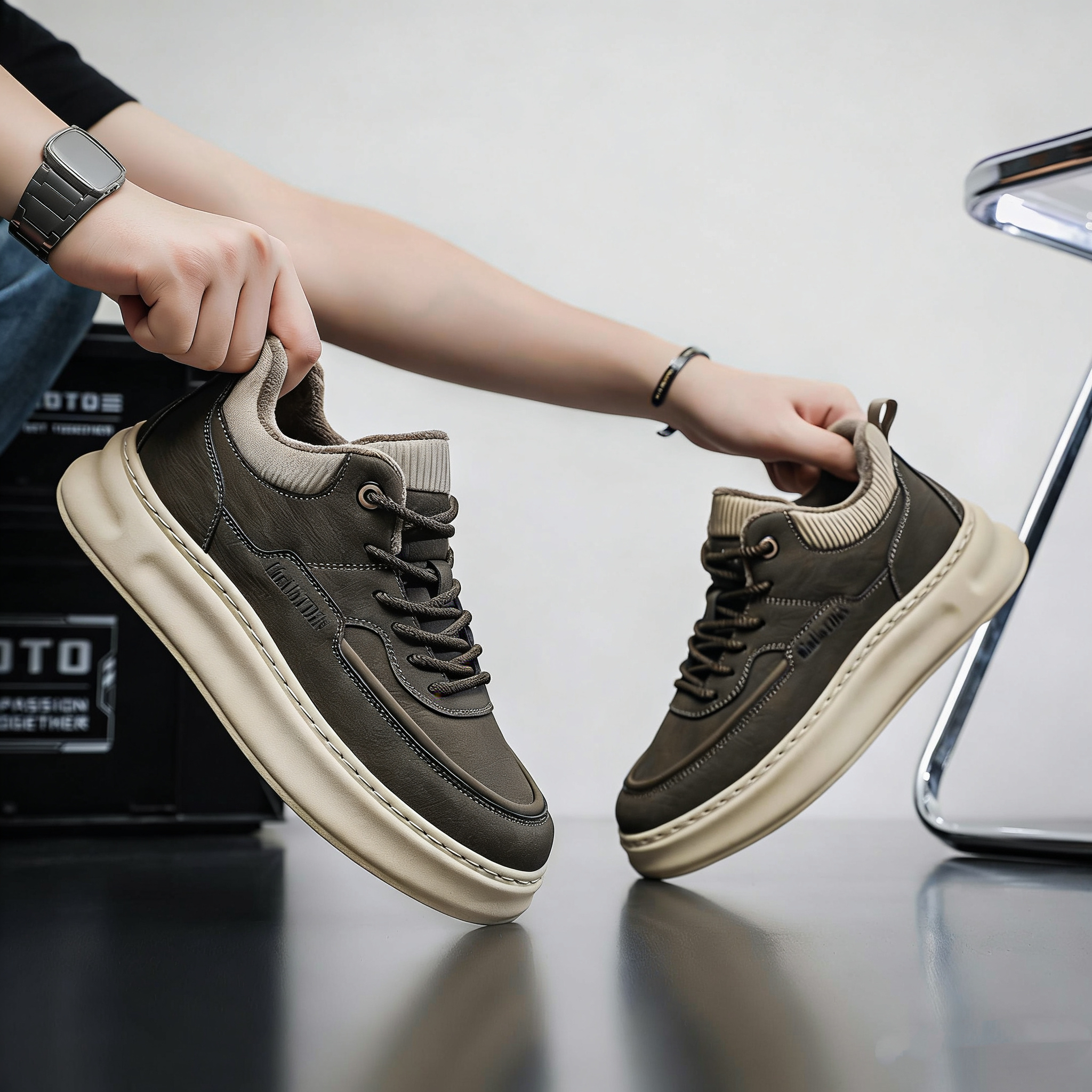 【001-200】冬季新款休闲时尚男鞋百搭舒适运动鞋男款潮鞋板鞋