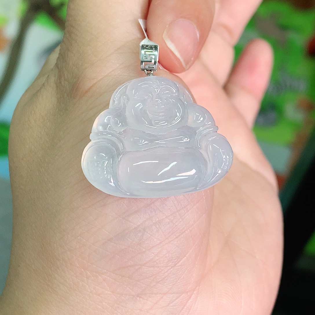 翡翠颈饰18K金镶嵌高冰佛公