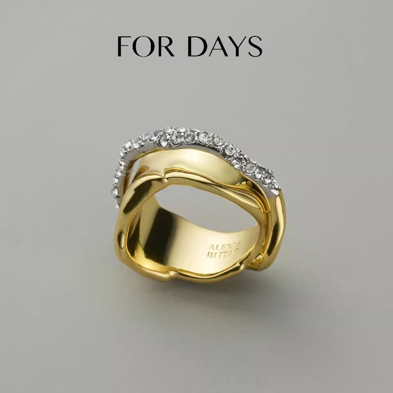 FOR DAYS 铜合金合成锆石戒指 AB系列微镶异形戒指