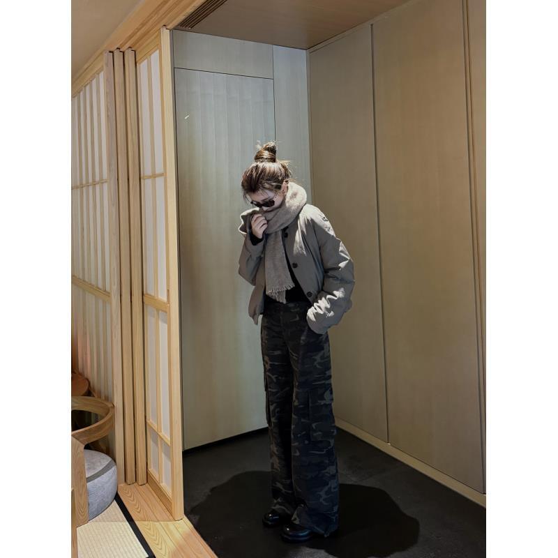 NINGLYNN STUDIO新款美式复古工装迷彩裤直筒运动裤子360004