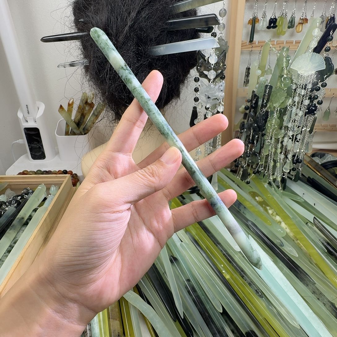 未镶嵌蛇纹石玉发饰