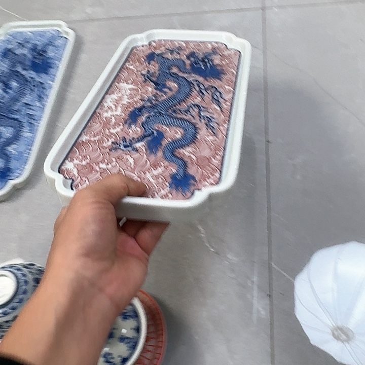 杯釉里红海水龙干泡台