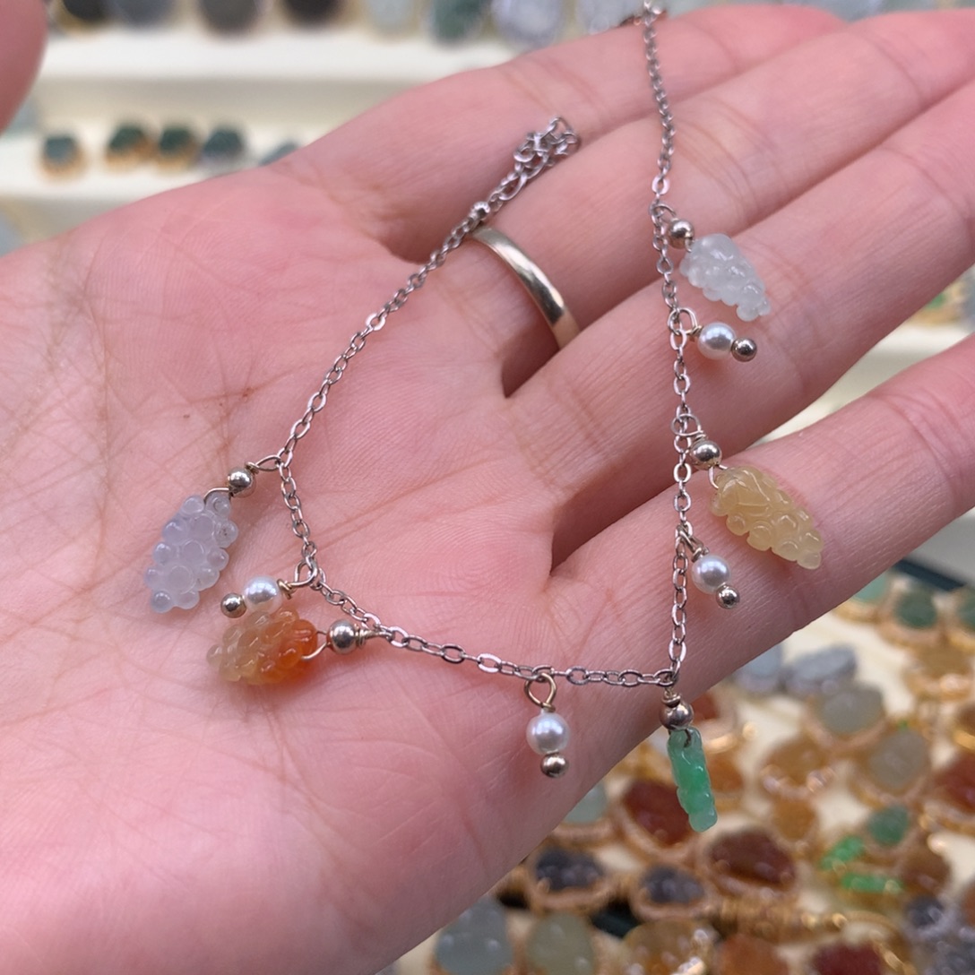 翡翠银S925镶嵌颈饰手链