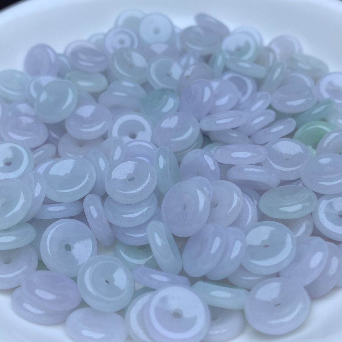 【闪购商品】翡翠手链未镶嵌卡9冰淡紫平安扣30个