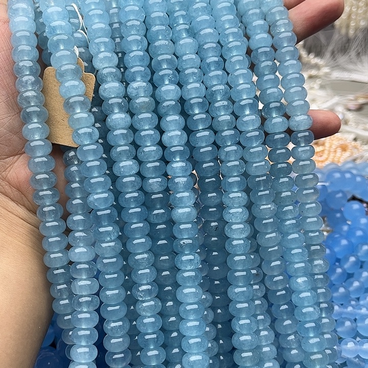 未镶嵌玛瑙/玉髓珠宝半成品一条10*6mm海蓝宝
