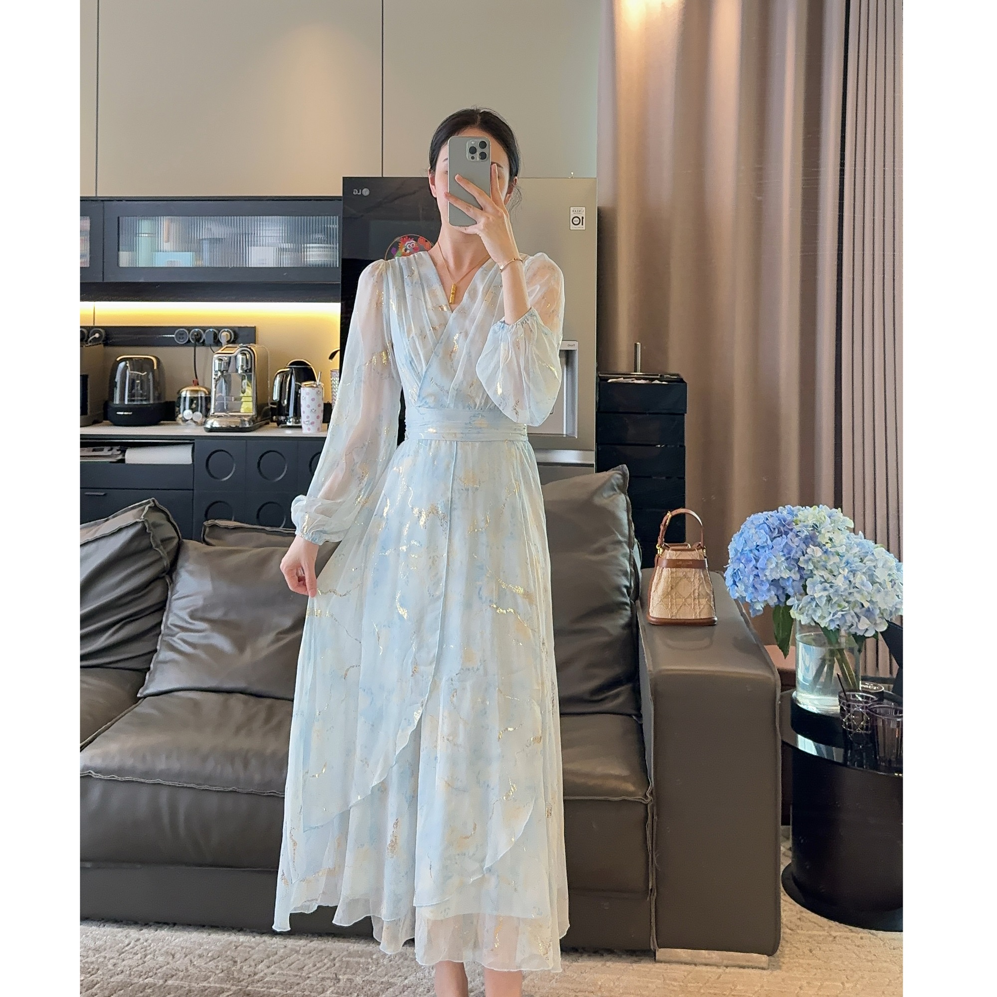 Zwinnie/詹维尼【烫金系列 无忧蓝】连衣裙 GRE202415