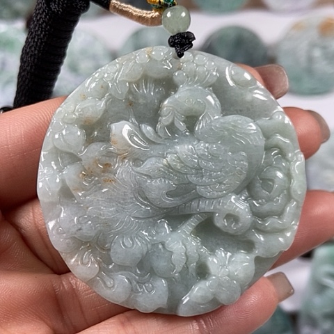 翡翠颈饰未镶嵌龙凤呈祥两面工福利