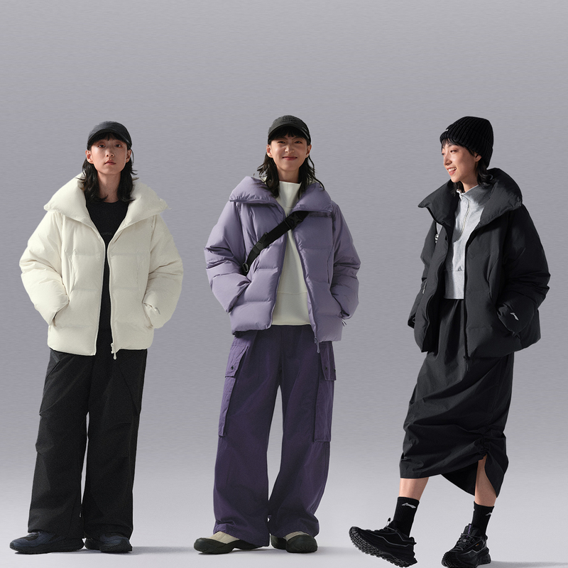 R【防风防泼水抗静电】李宁CF溯女子保暖80%鸭绒短羽绒服AYMU472