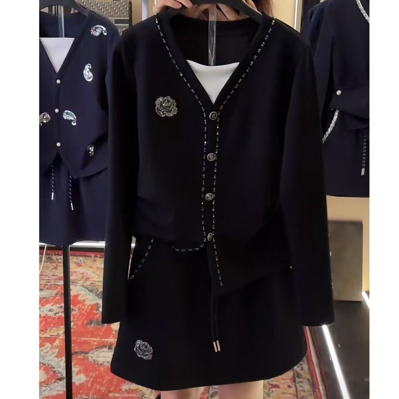 【宠粉价】（不加绒）时尚套装上衣短款设计师轻奢极简风学院风TZ-633