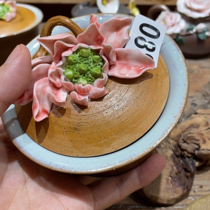静***）新品柴烧茶具茶杯青蛙仿生器