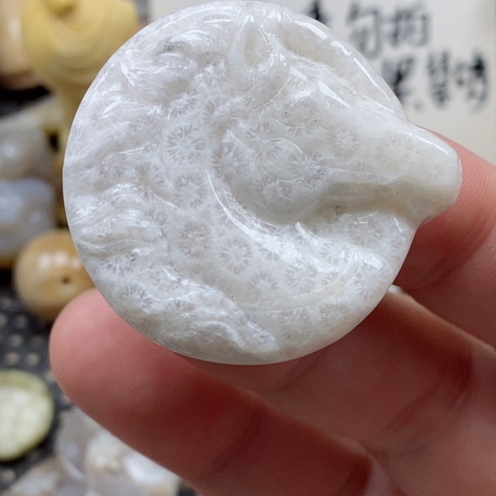 颈饰未镶嵌硅化珊瑚（珊瑚玉）有瑕