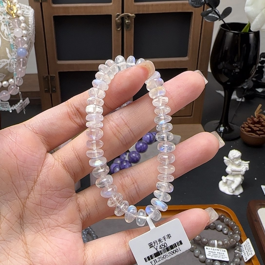 未镶嵌手串长石蓝月光算盘珠