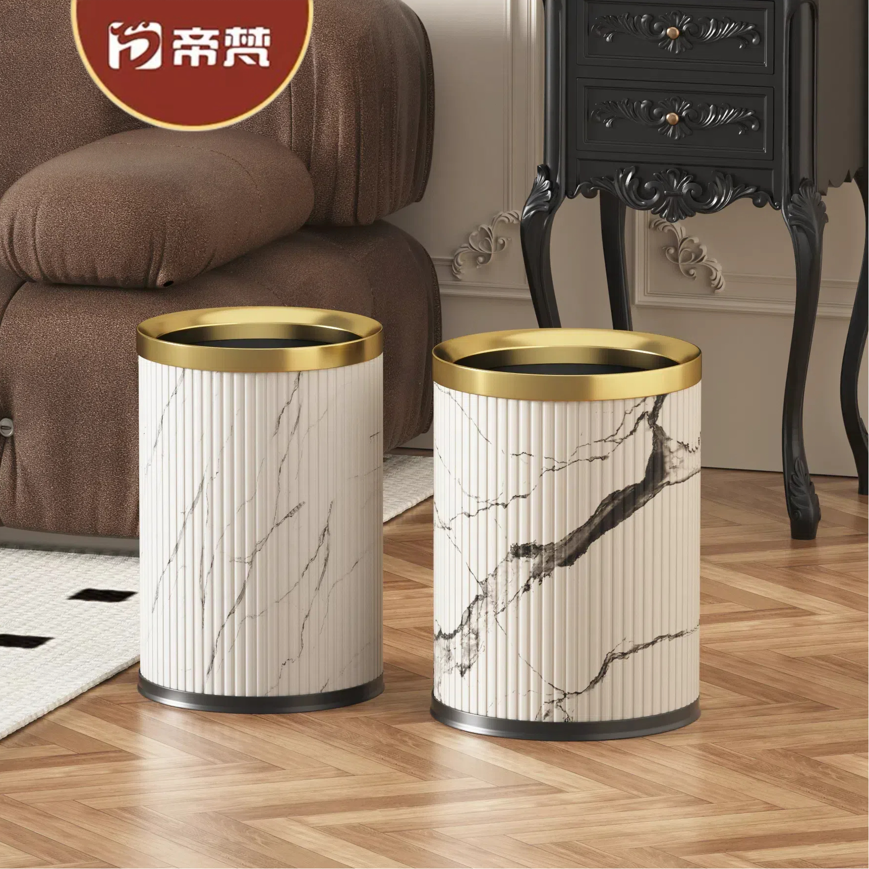 垃圾桶客厅高端上档次大号家用高颜值卧室卫生间厕所厨房不锈钢