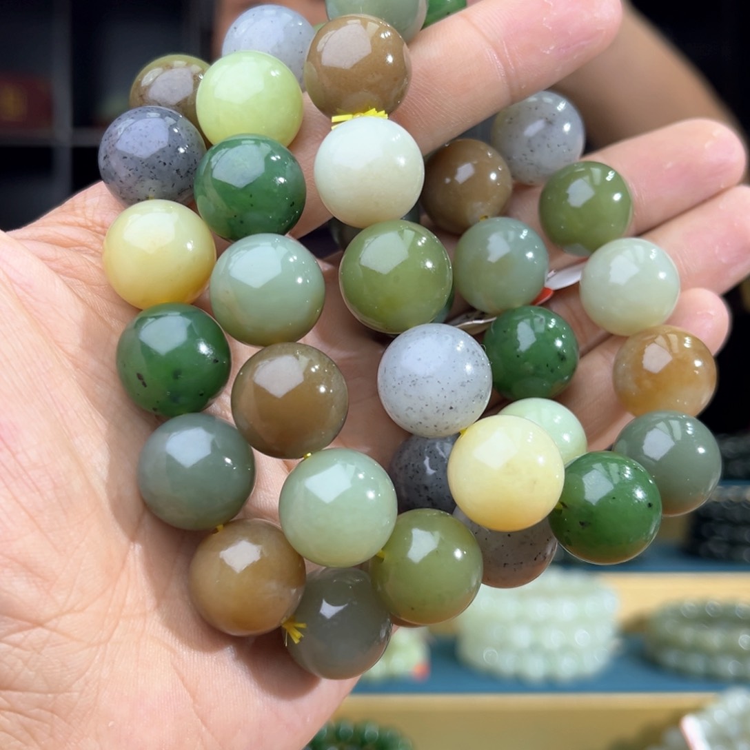 和田玉手串未镶嵌纯天然和田玉多宝手串卡16多样性发其一