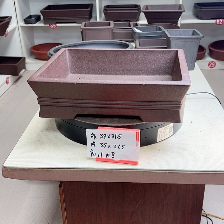 紫砂花盆双中线小