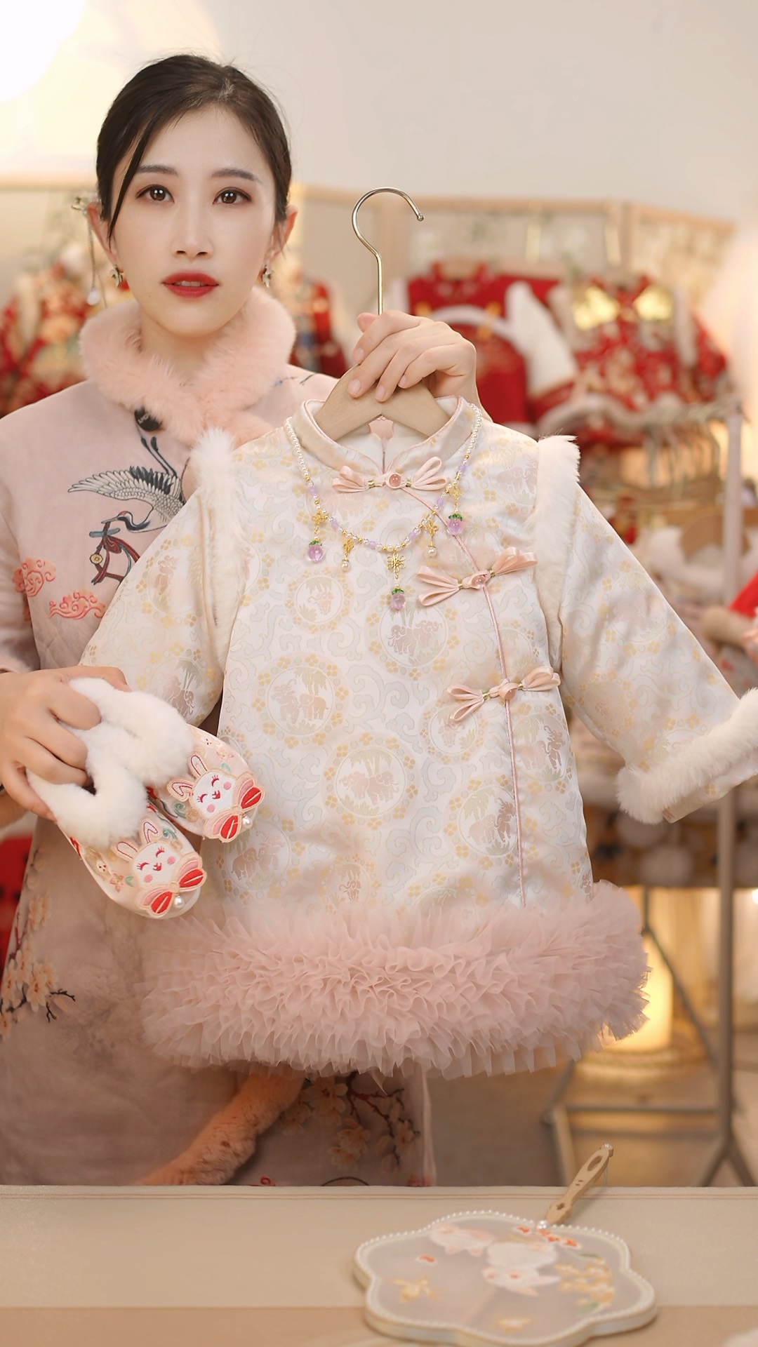 【象婉兮】GF076女童冬季加绒加厚礼服拜年服旗袍裙