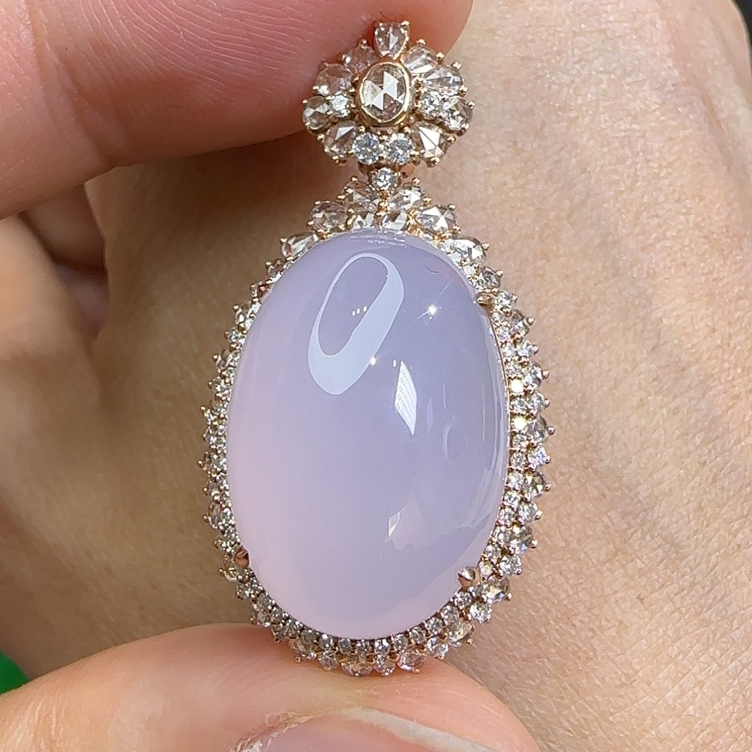 颈饰18K金镶嵌翡翠天然翡翠