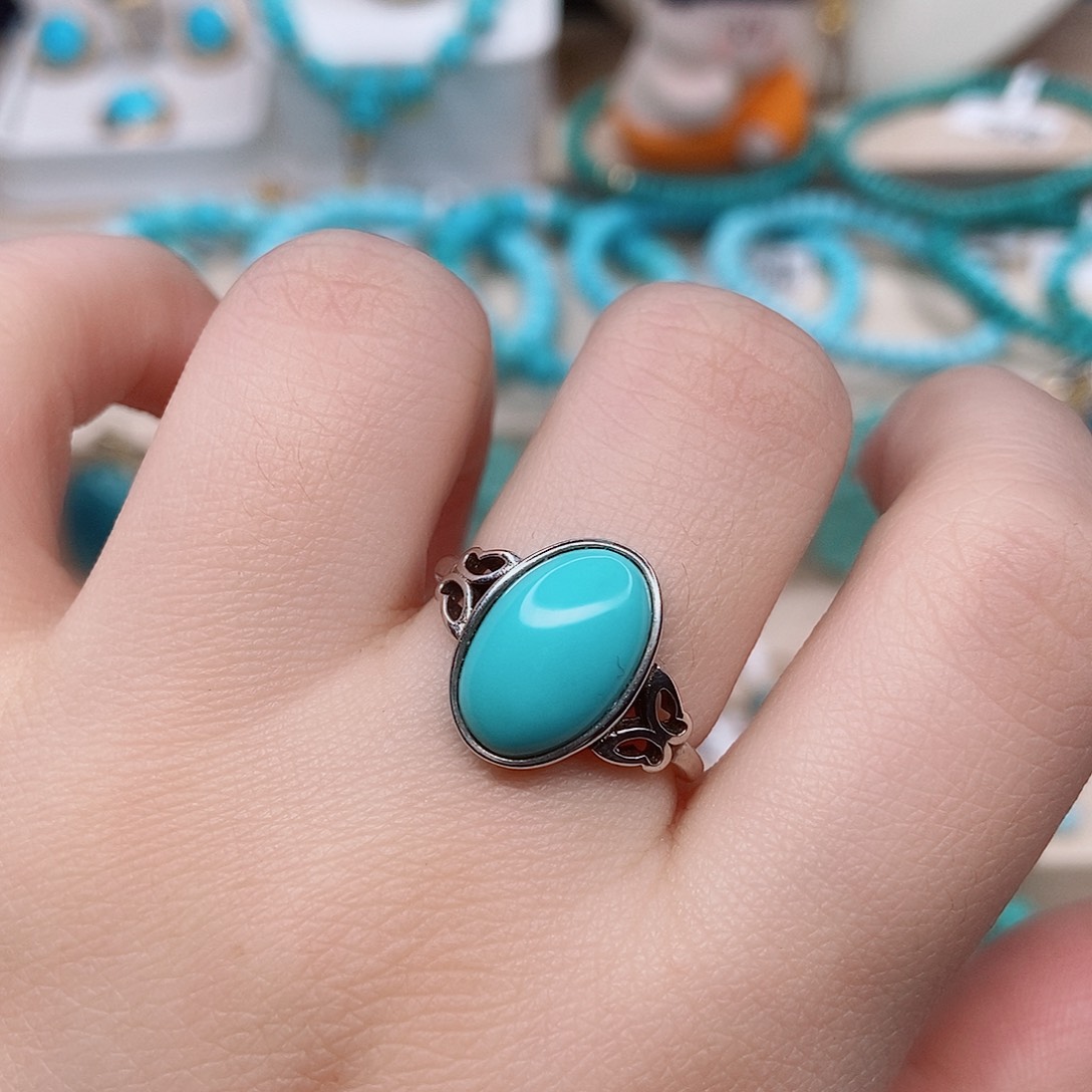 绿松石戒指银S925镶嵌