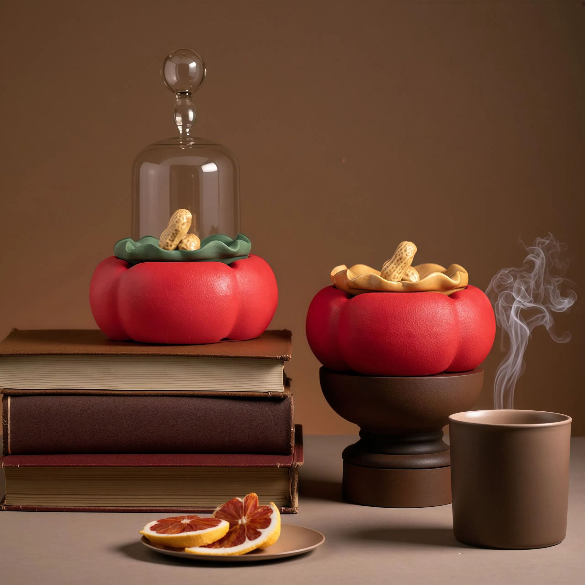 创意好柿发生烟灰缸客厅办公室家用个性带盖防飞灰礼品小摆件