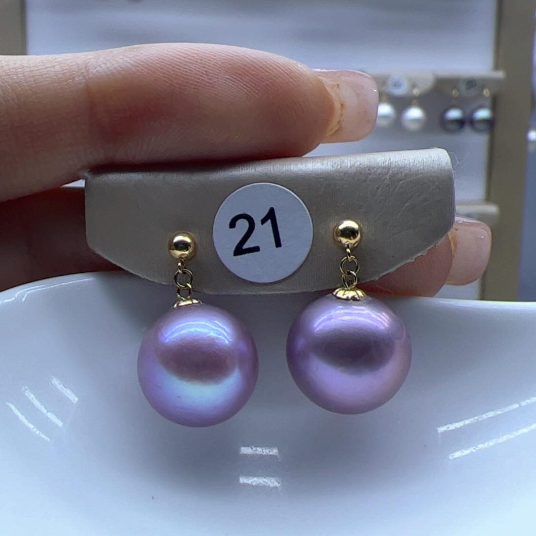 淡水珍珠耳饰18K金镶嵌