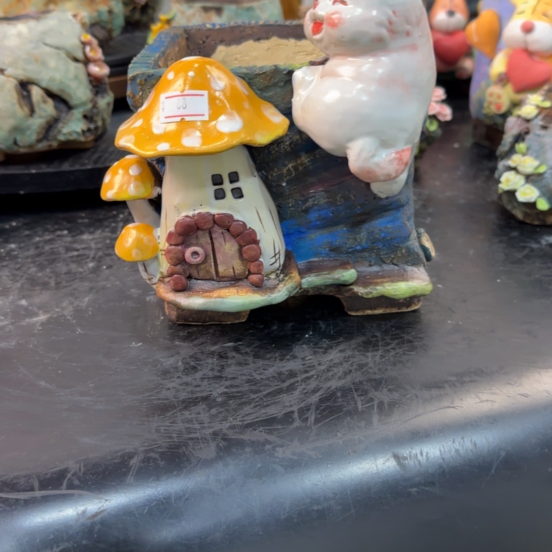 ****猫本墨花器麦饭石花盆