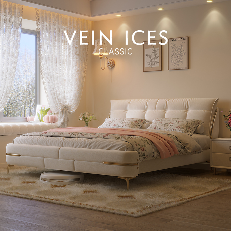 新木威主卧室轻奢奶油风科技布猫抓布艺床现代简约大气高脚新款