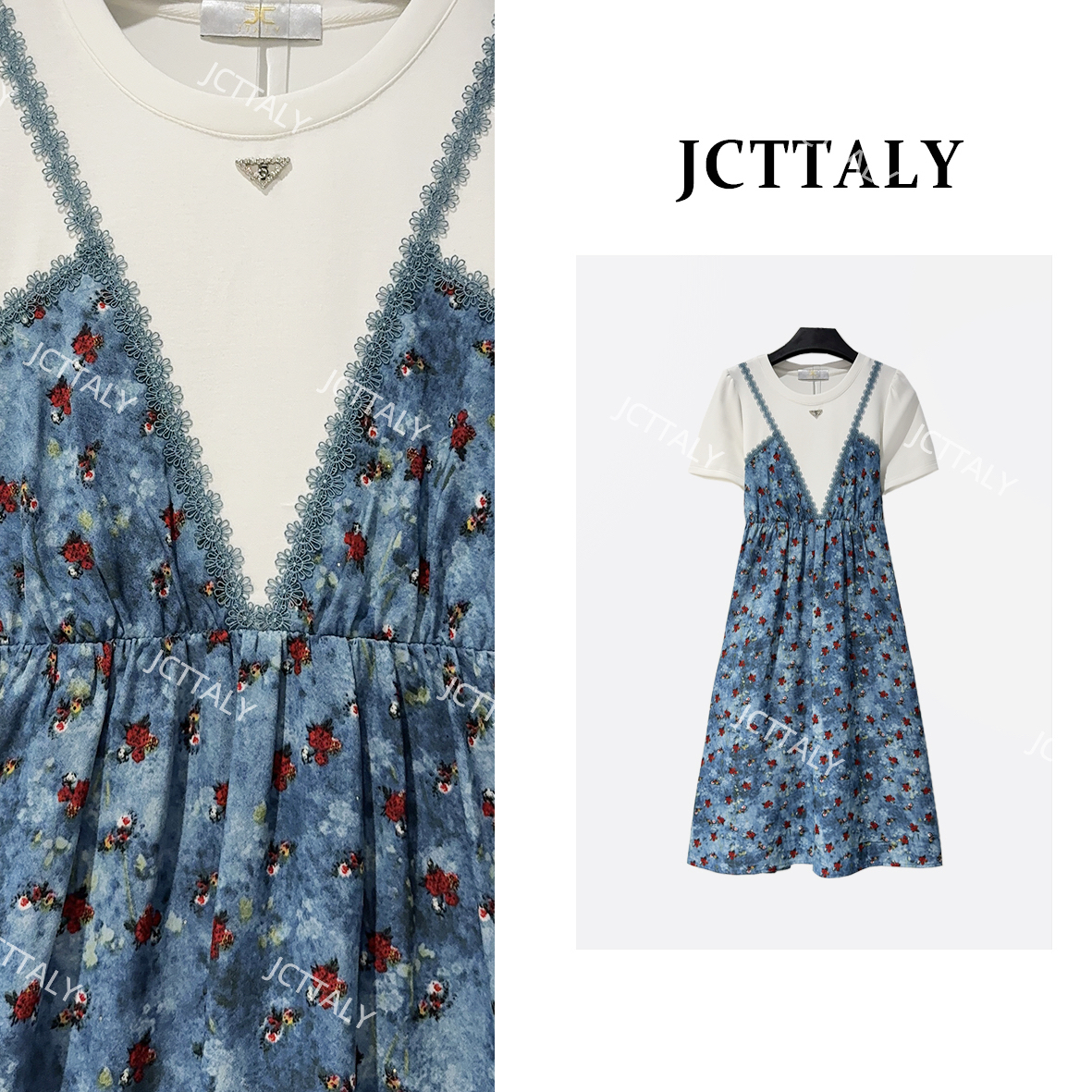 【Linda】【15】设计高级感夏日爆款拼接假两件显瘦气质连衣裙NH-A002