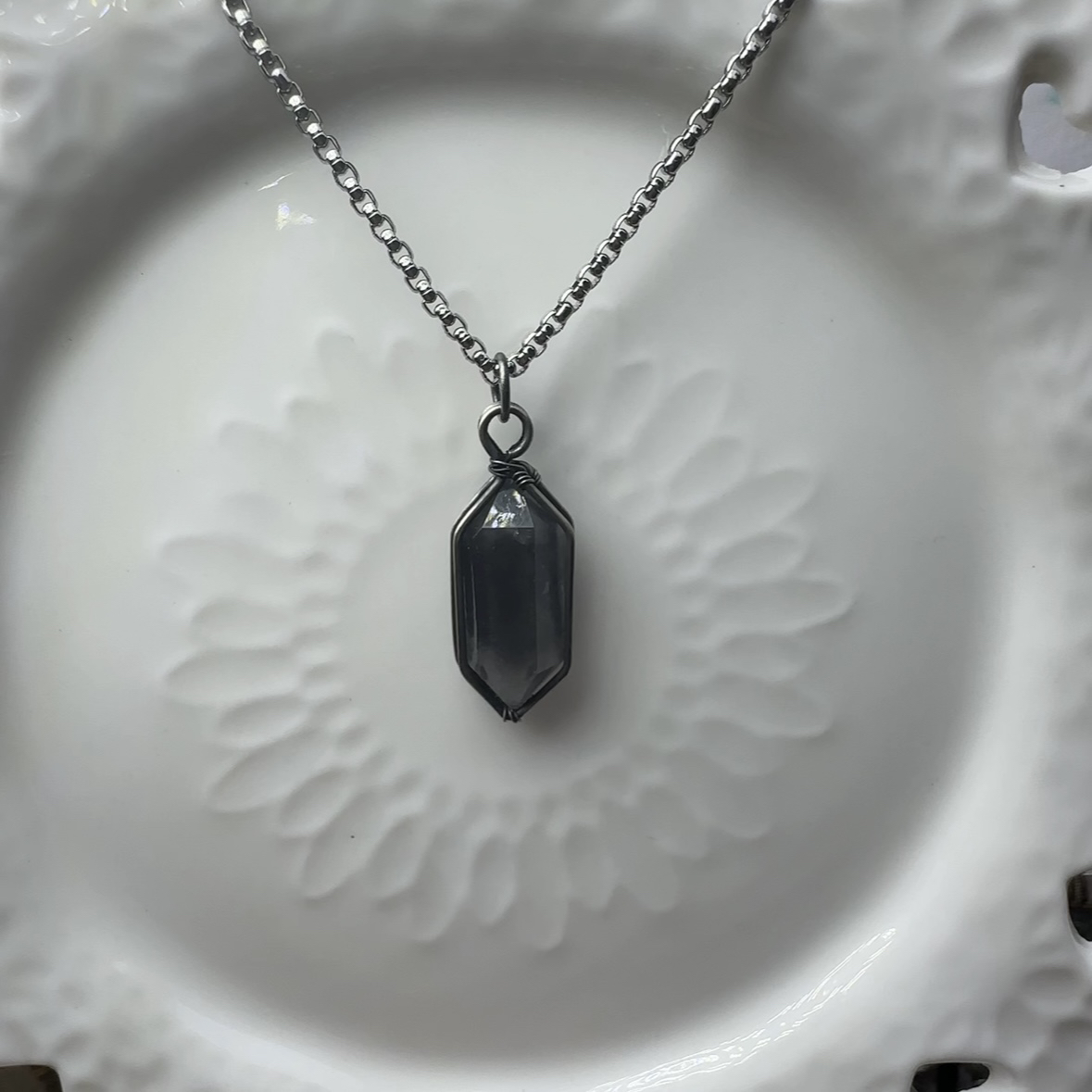 钛钢项链 手工制作散墨溏心白铜帅酷风做旧复古首饰