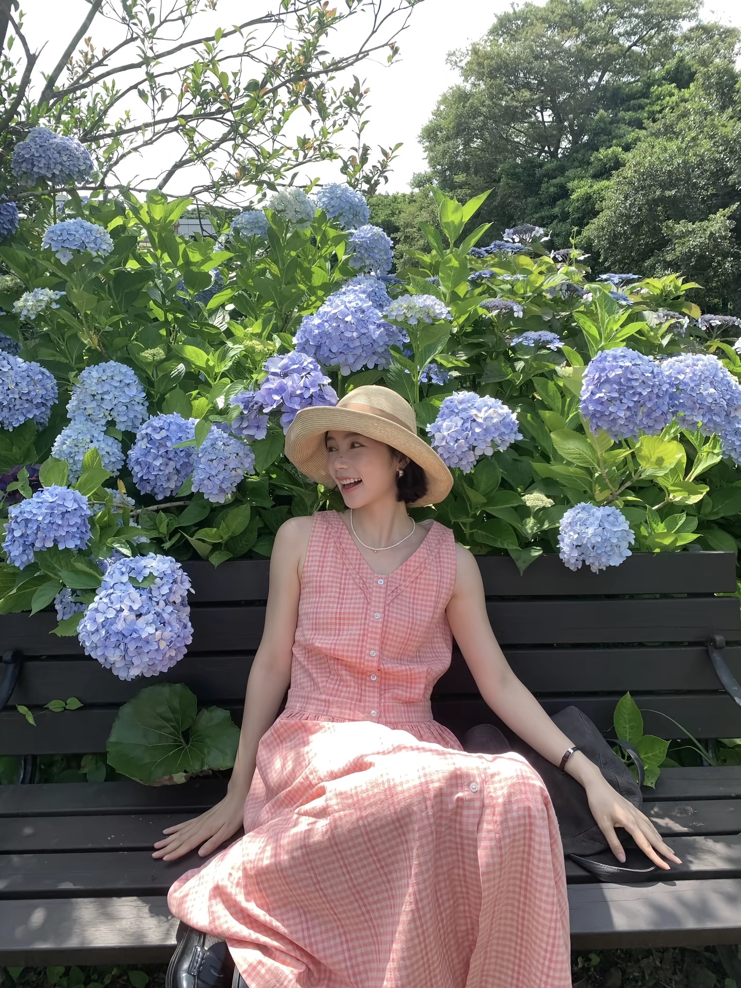 秋屿moment 自制 法式百搭细格无袖连衣裙