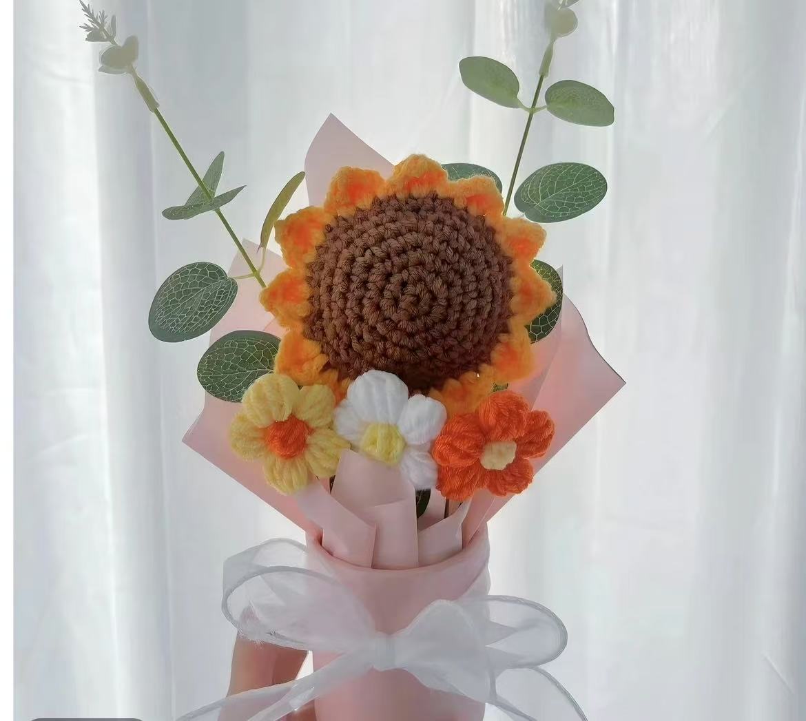 教师节毛线向日葵教师节花束成品老师您辛苦了向日葵仿真花礼物