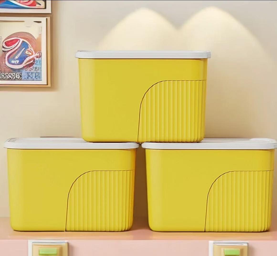 【三件装】黄色收纳箱家用储物杂物儿童书本玩具整理箱宿舍收纳盒