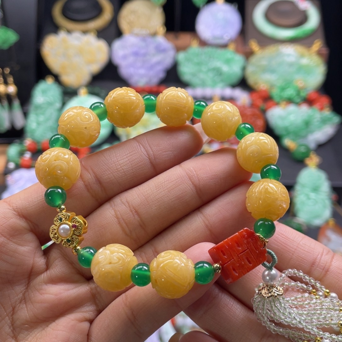 翡翠未镶嵌手串代编织