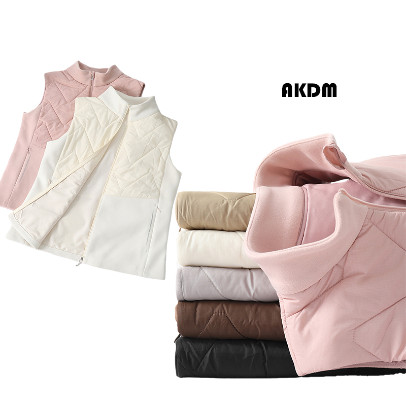 AKDM女保暖波浪纹复合拉链马甲背心2507