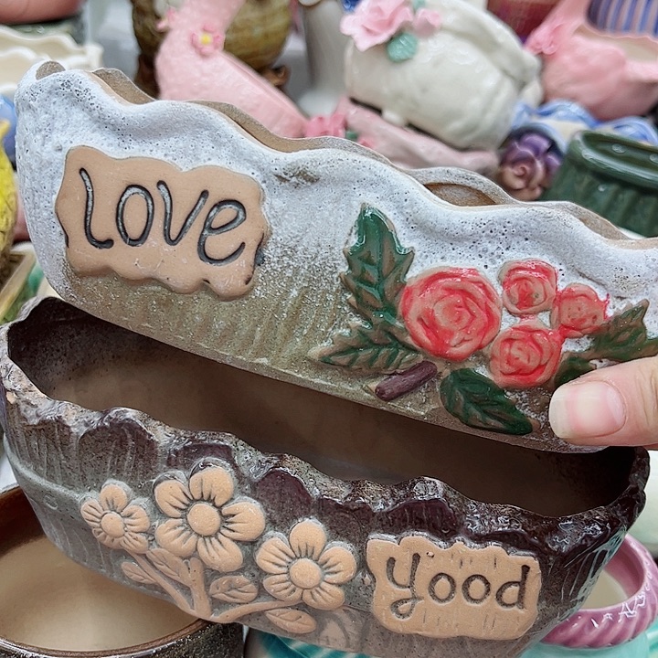 多肉绿植陶瓷花盆9.9包邮，有孔