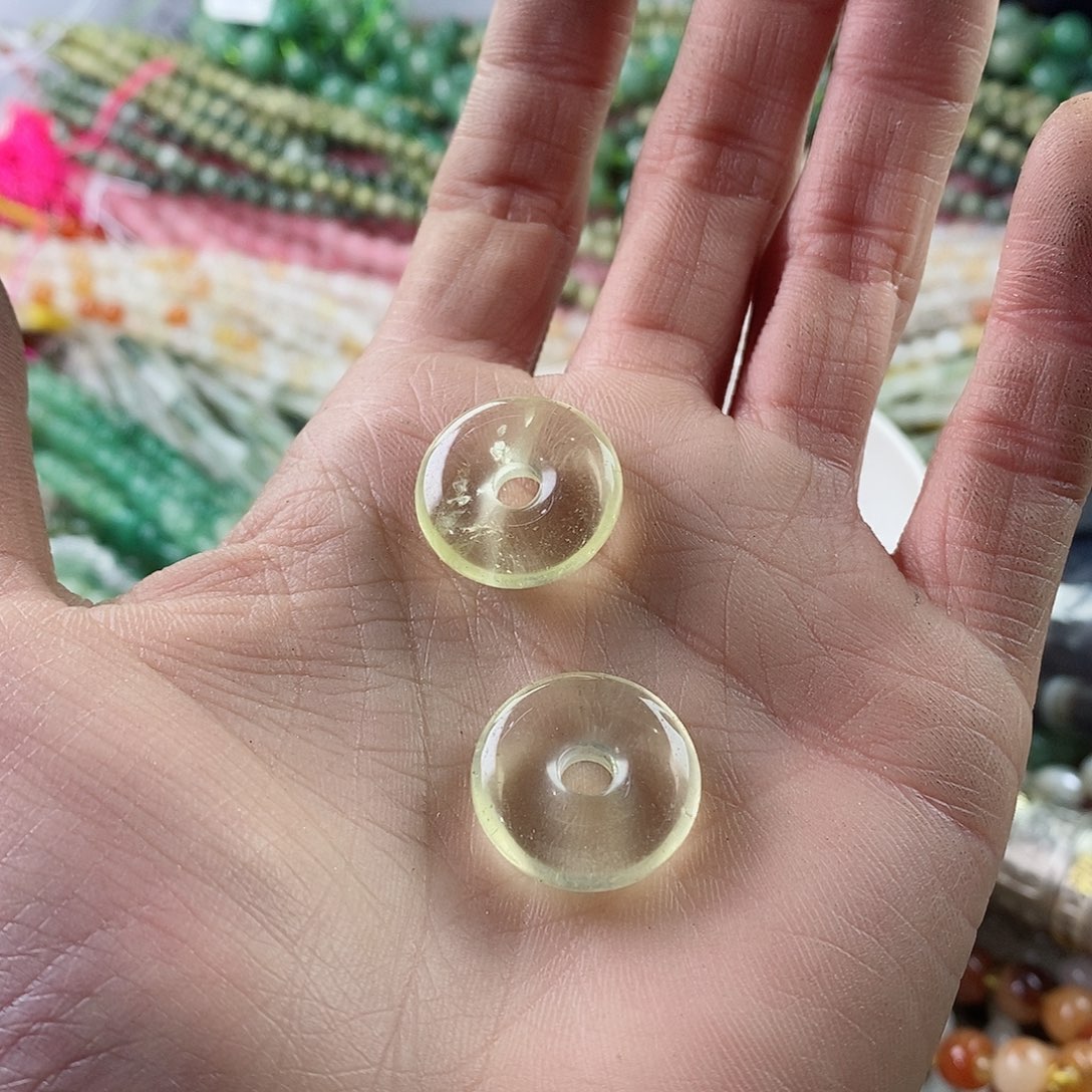 玛瑙/玉髓珠宝半成品合金一个天然20mm柠檬晶平安扣E257