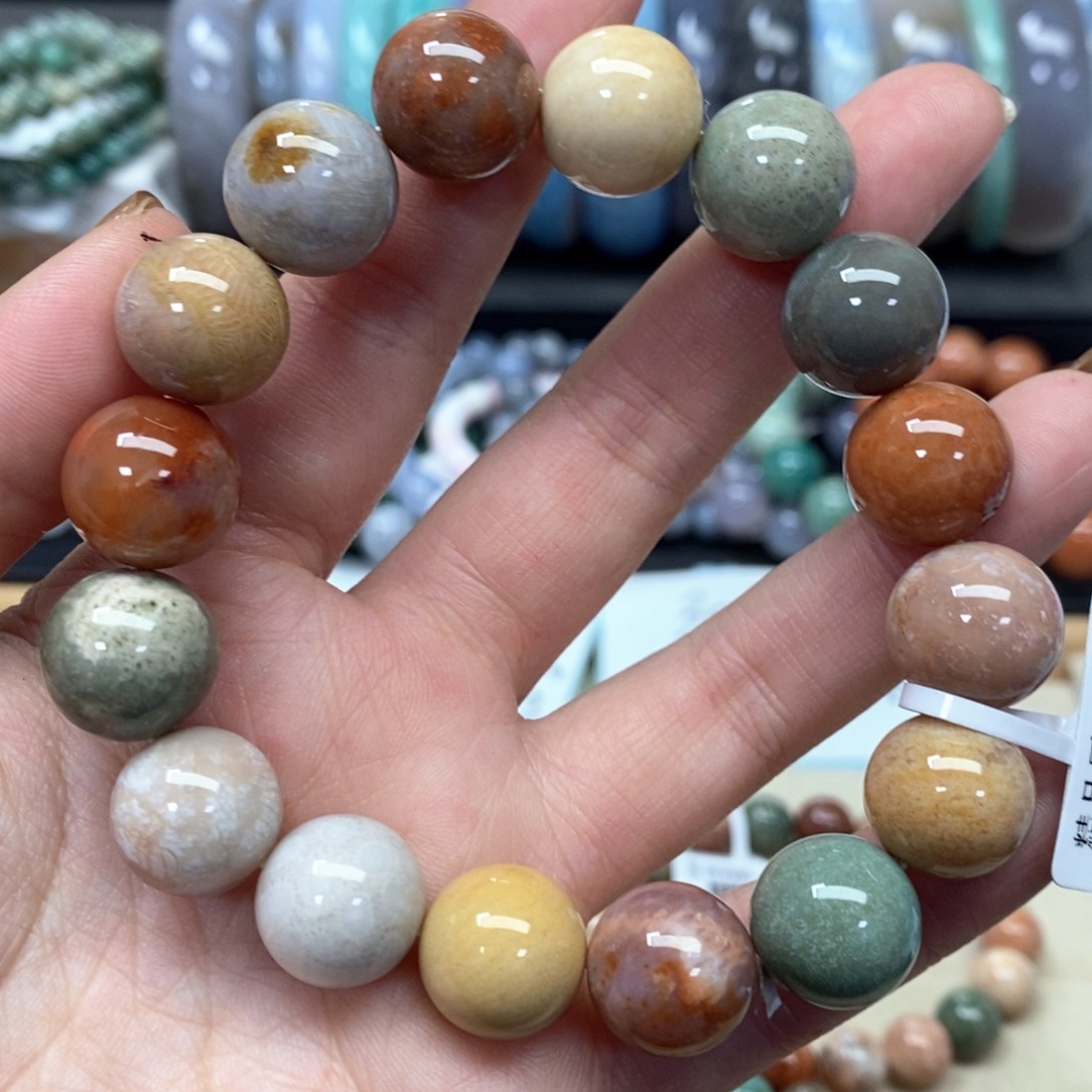 硅化珊瑚（珊瑚玉）手链未镶嵌160