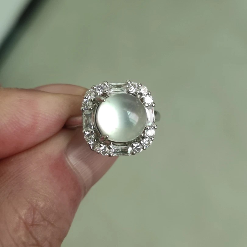 合金石英石戒指 高品质镶嵌精美简约大气可调节不掉色戒指指环