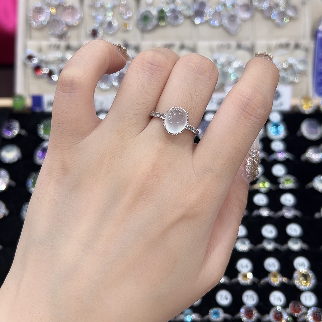 蛇纹石玉银S925镶嵌戒指