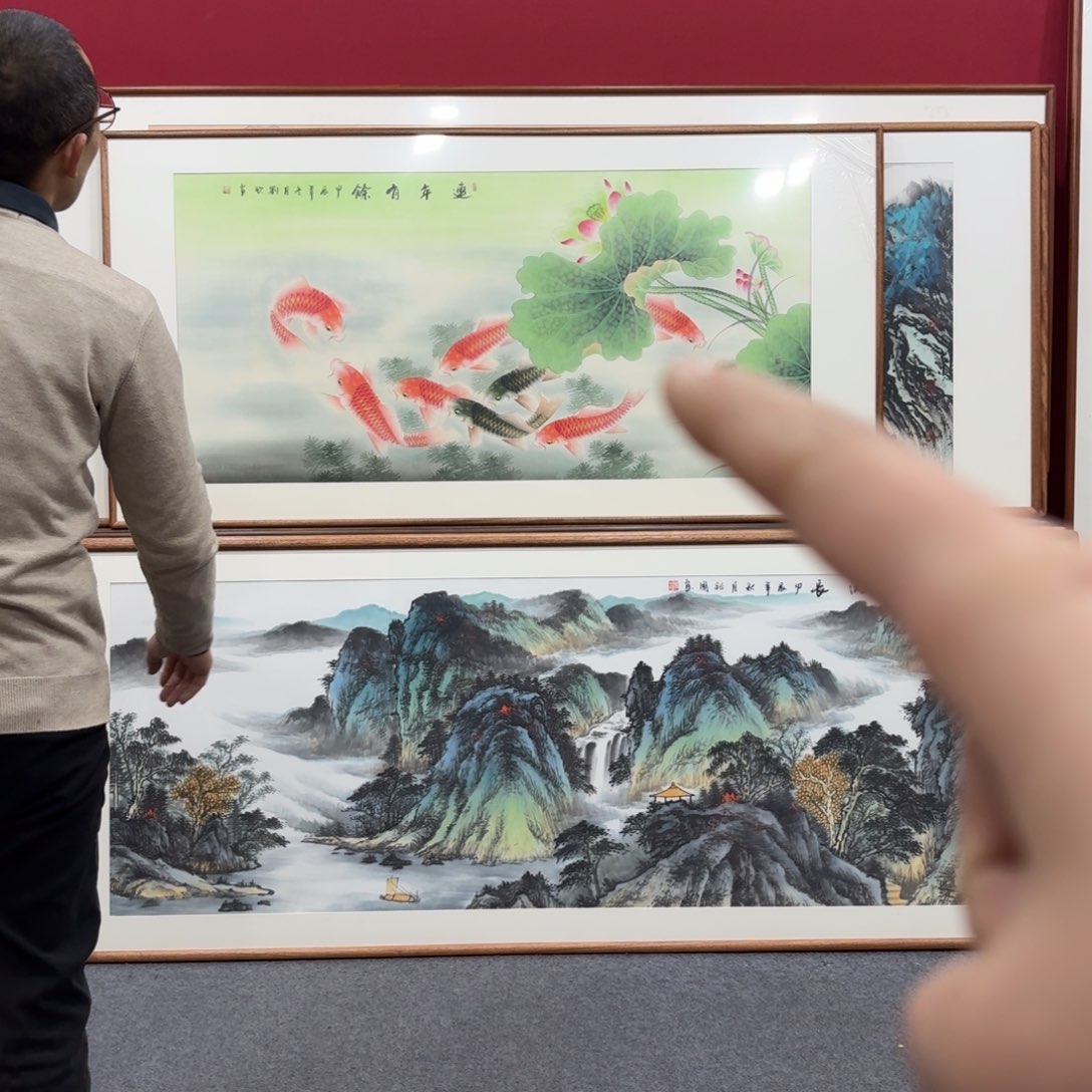 国画带框绘画160/80尺寸